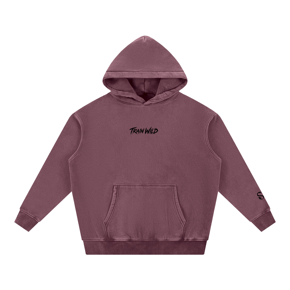 Train Wild Snow Wash Oversized Gym Hoodie | Heavyweight Fleece Pump Cove