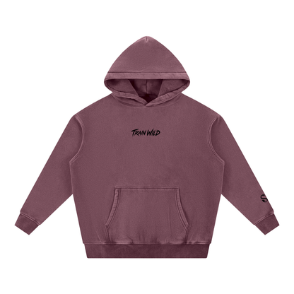 Train Wild Snow Wash Oversized Gym Hoodie | Heavyweight Fleece Pump Cove