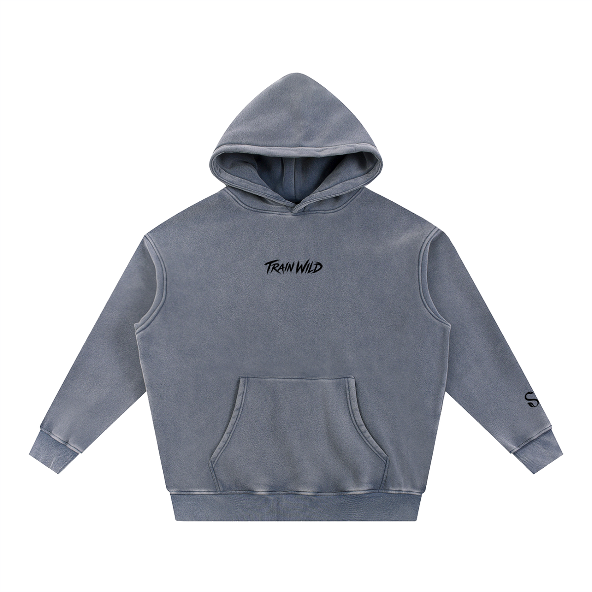 Train Wild Snow Wash Oversized Gym Hoodie | Heavyweight Fleece Pump Cove