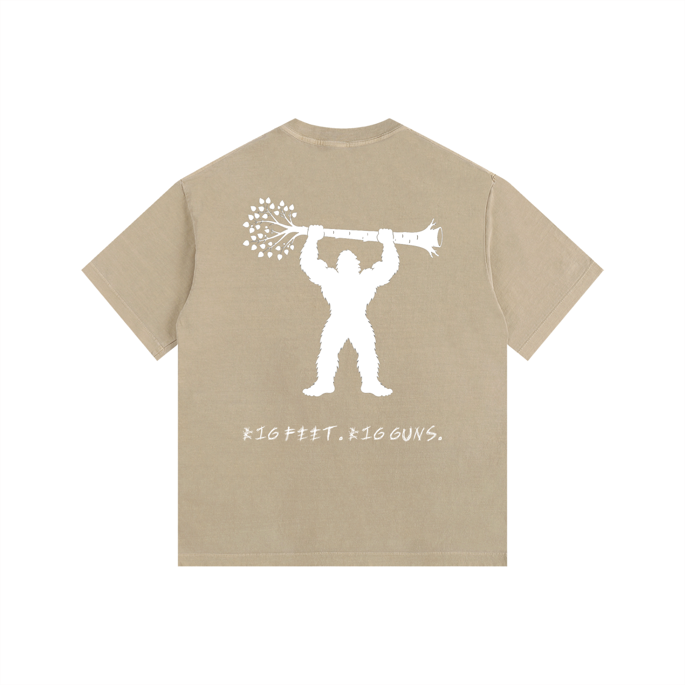 Big Feet Big Guns Bigfoot Gym Shirt | Sasquatch Weightlifting Graphic Oversize Tee | Vintage Washed Workout Shirt