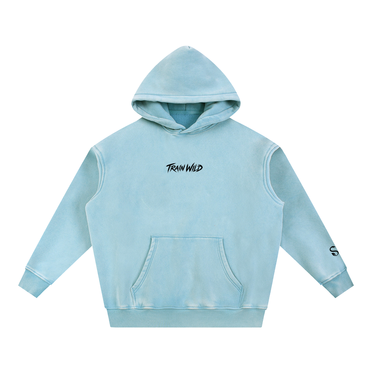 Train Wild Snow Wash Oversized Gym Hoodie | Heavyweight Fleece Pump Cove