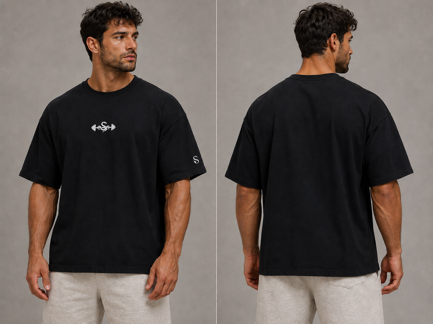 Selba Snake & Barbell Gym T-Shirt | Black Weightlifting & Strength Training Tee Pump Cover