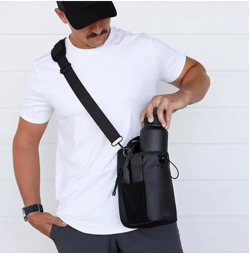 Magnetic Water Bottle Holder Bag for Gym Equipment | Workout Storage Bag