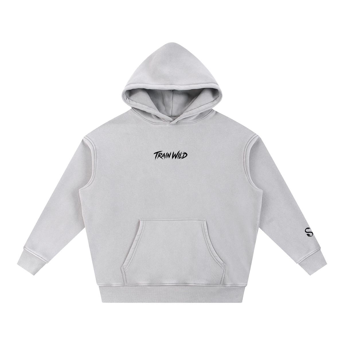 Train Wild Snow Wash Oversized Gym Hoodie | Heavyweight Fleece Pump Cove