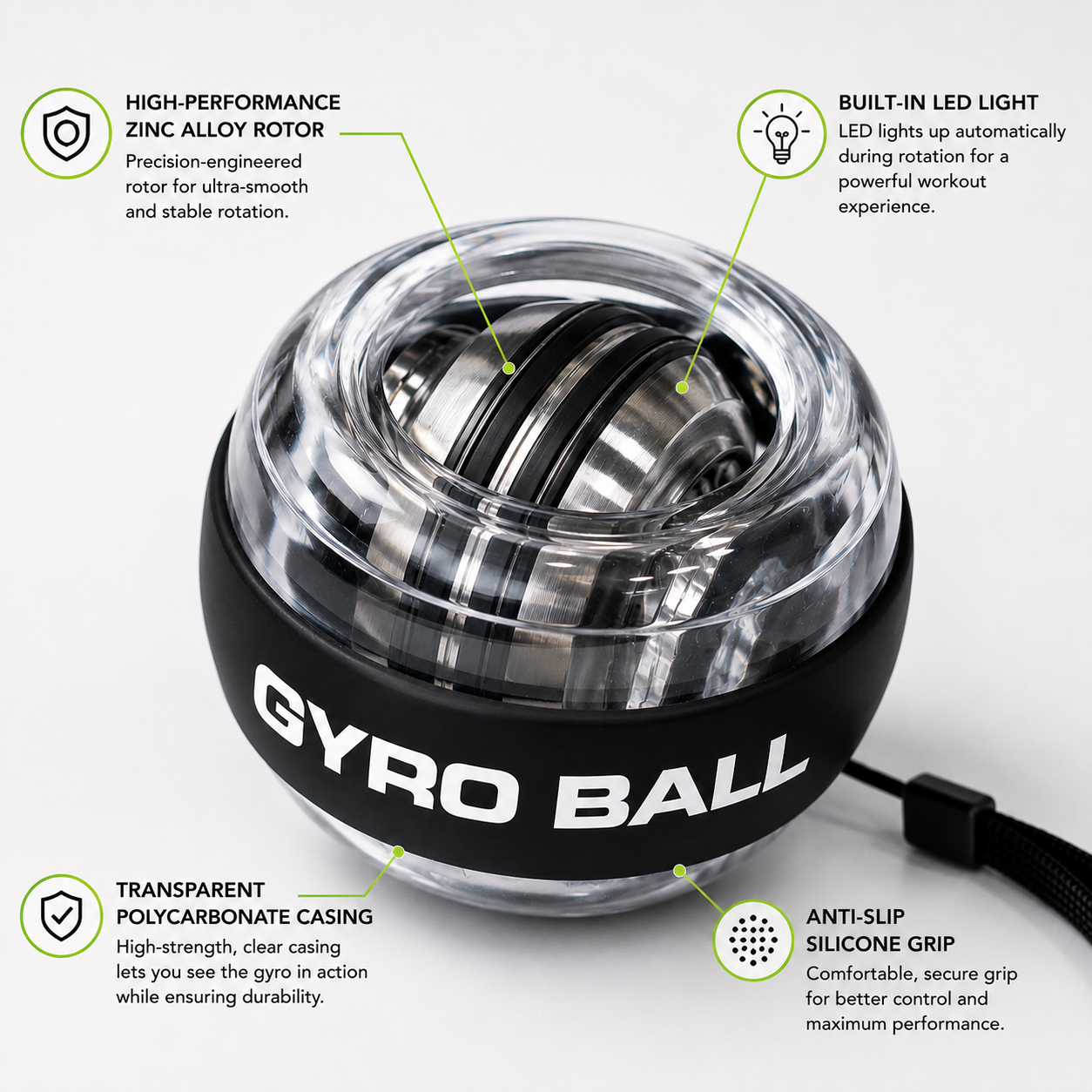 LED Gyroscopic Power Ball Wrist & Forearm Trainer | Grip Strength Exerciser