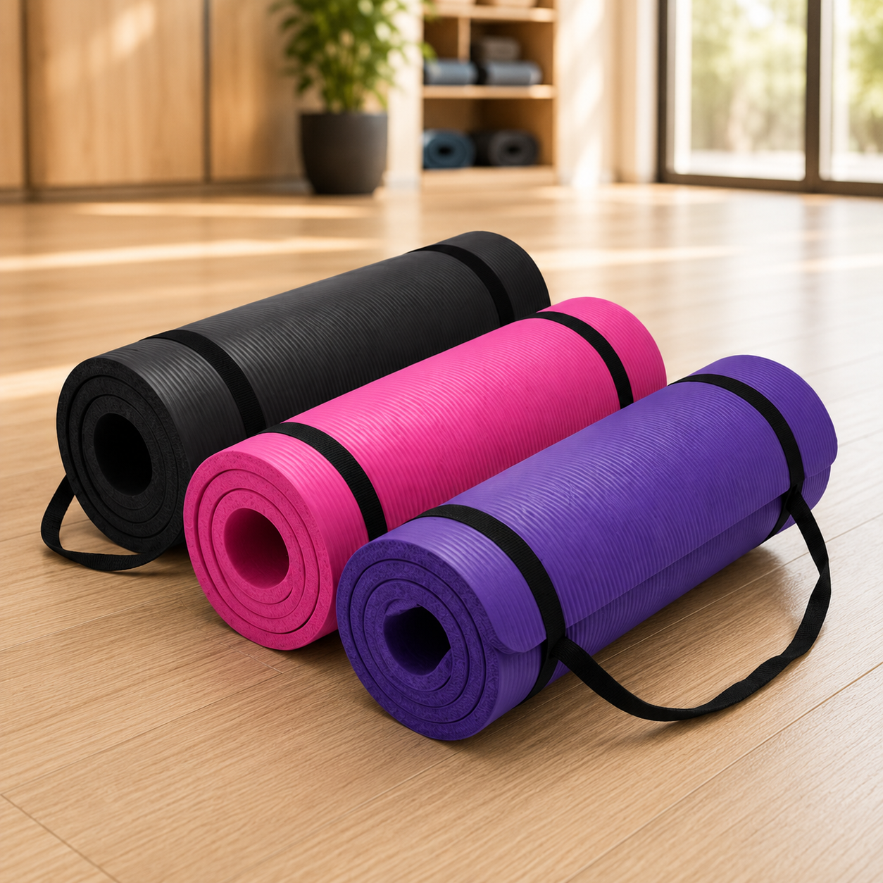 Non-Slip Yoga Mat – 10mm Thick High-Density NBR Foam Mat for Yoga, Pilates & Home Fitness