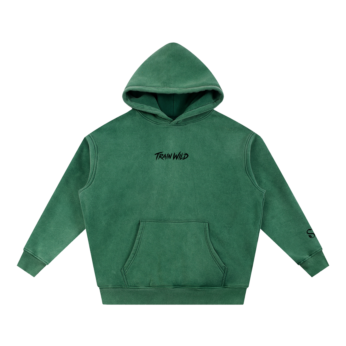 Train Wild Snow Wash Oversized Gym Hoodie | Heavyweight Fleece Pump Cove
