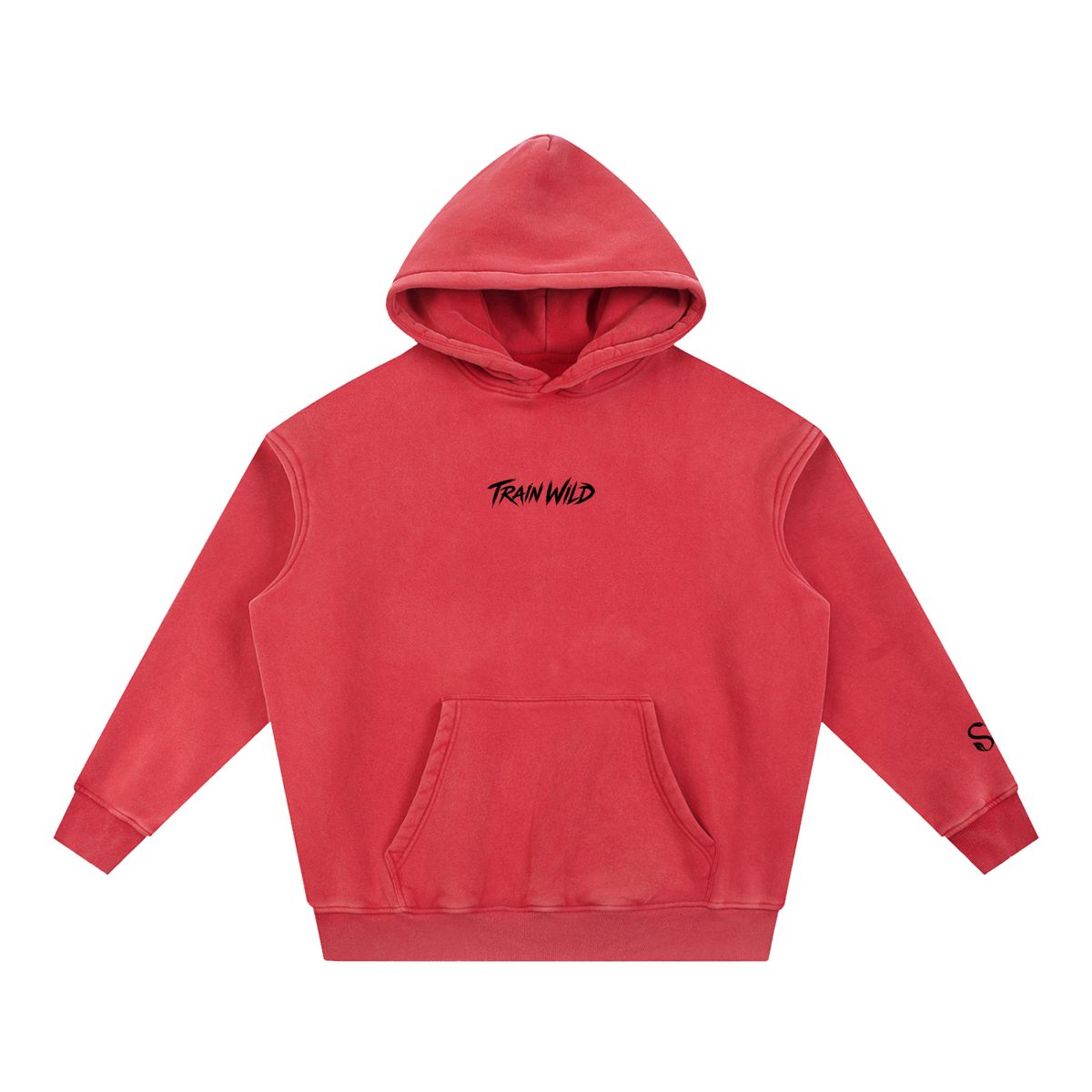 Train Wild Snow Wash Oversized Gym Hoodie | Heavyweight Fleece Pump Cove