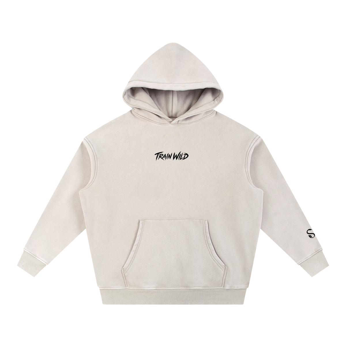 Train Wild Snow Wash Oversized Gym Hoodie | Heavyweight Fleece Pump Cove